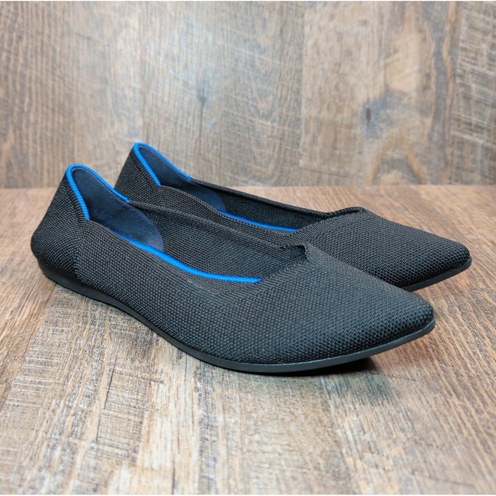 Rothy's The Point Women's Ballet Size 7 Black Knit Pointed Toe Slip On Flats